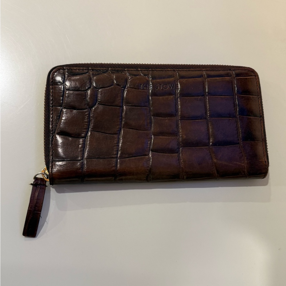 The Stowe Brown Leather Croc Wallet 8X4”